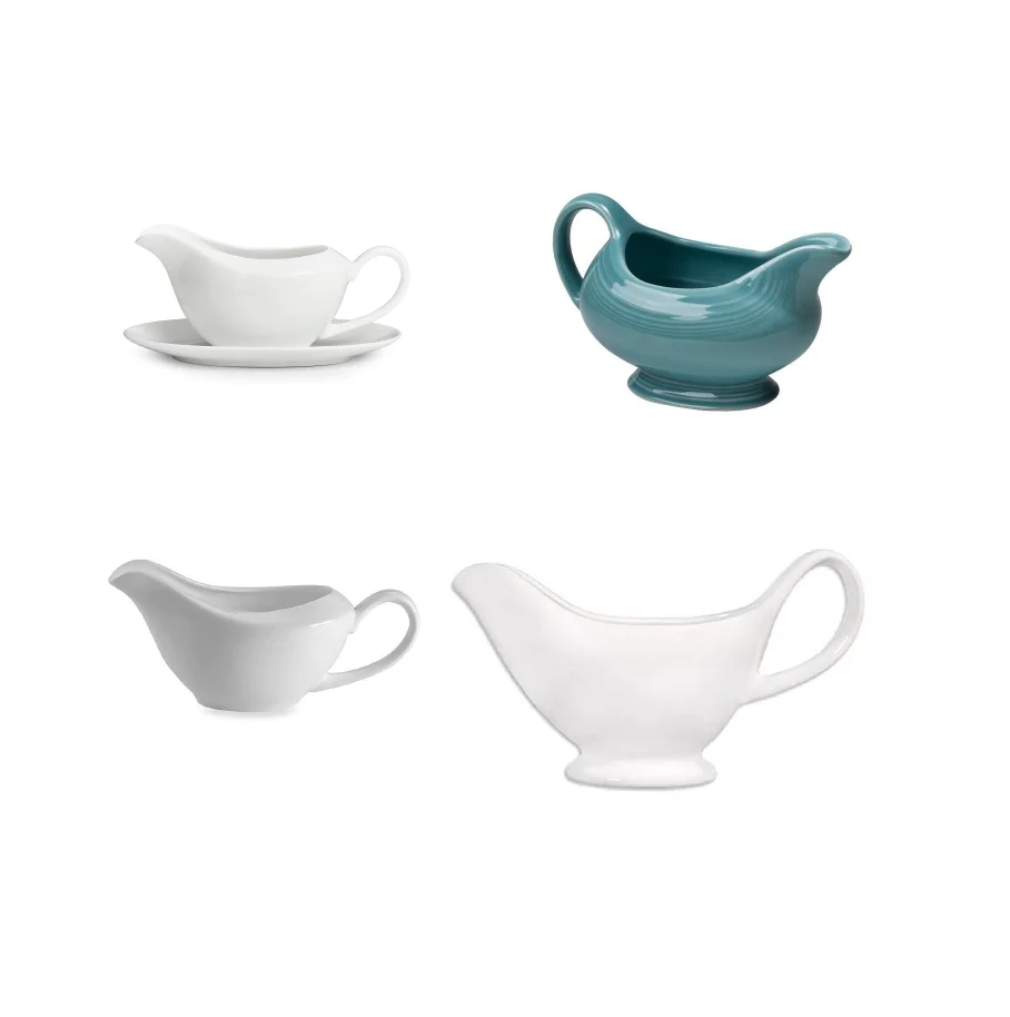 
3oz 5oz 8oz high quality porcelain gravy boat with saucer and tray plate 