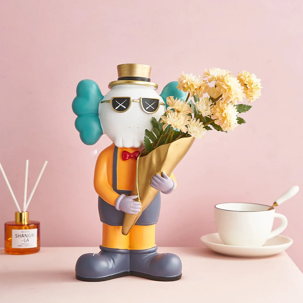 Nordic Decoration Home Furnishing Coase Bouquet Flower Decoration Resin Sculpture Vase