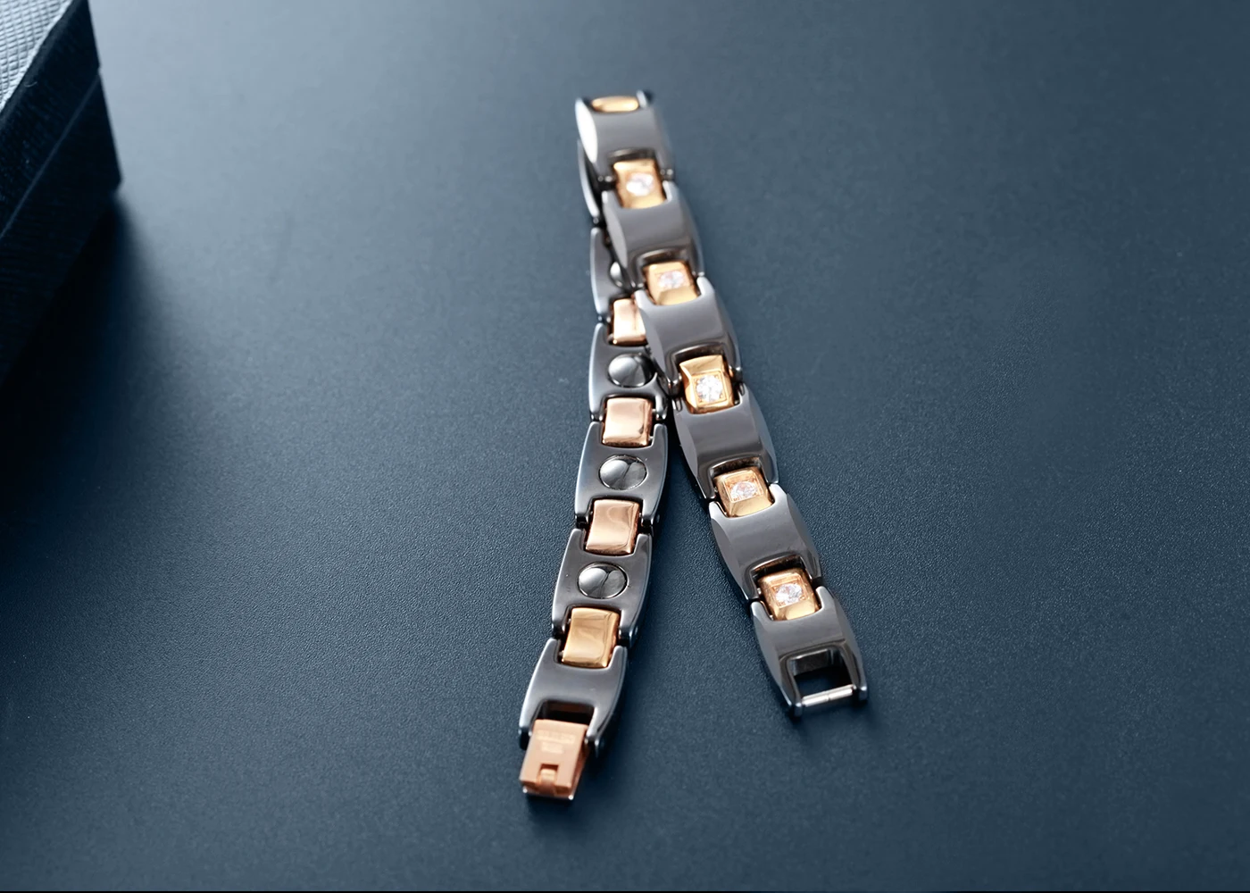 Black ceramic fashion Black and Yellow Gold Color two tone Men Jewelry Ceramic Bracelet