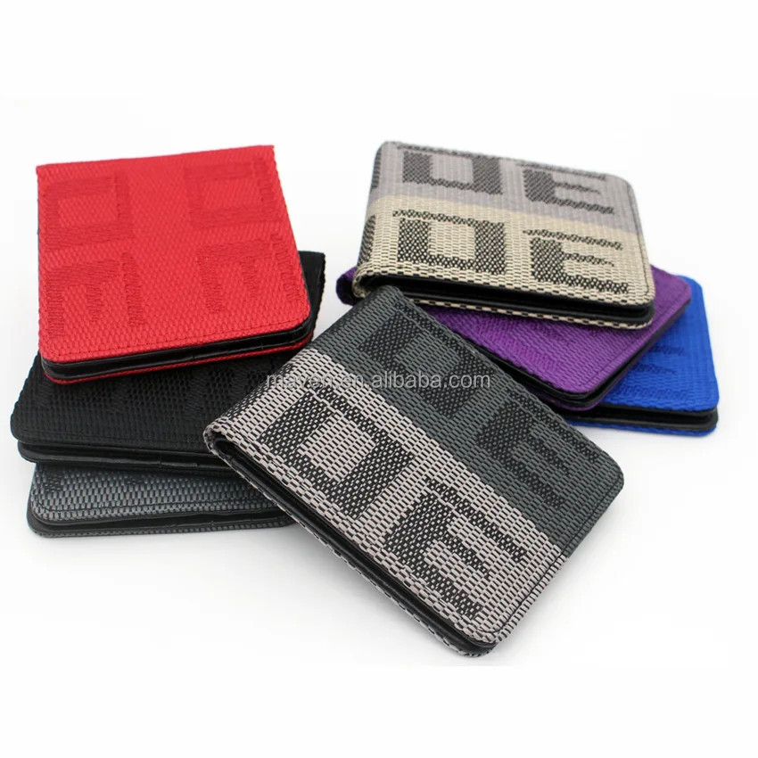7 Colors Bride Purse JDM Racing Seat Fabric and Leather Canvas Wallet Key Case Purse Money Bag