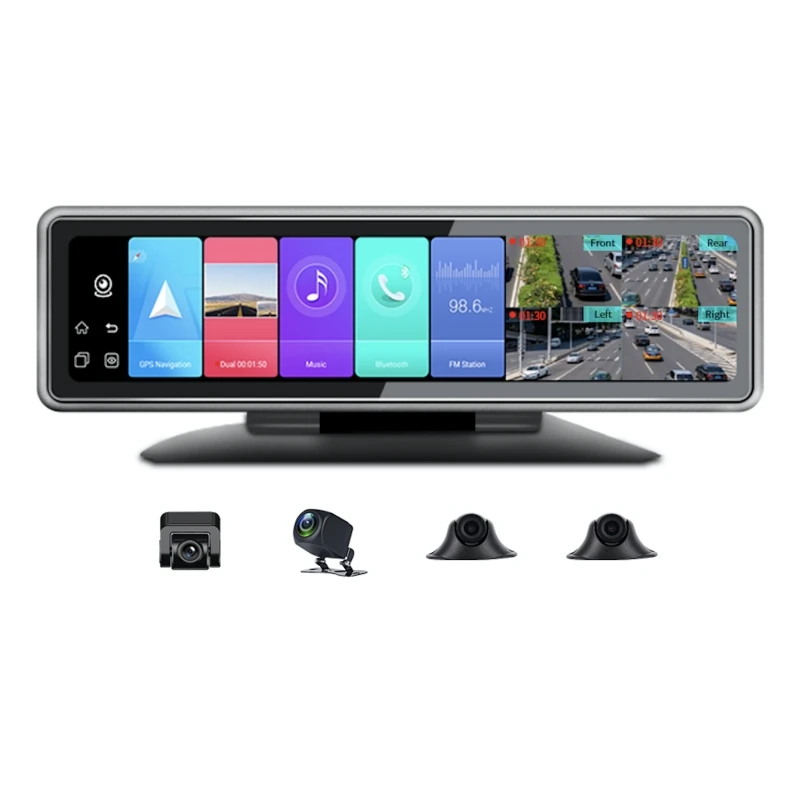 AOEDI D08 11.26 inch Car 4G Dashcam Android GPS Dash Camera 360 Degree Dash Cam with Sim Card