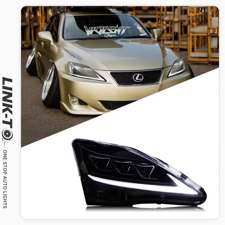 LINK-TO Luxus IS250 IS300 Modified Led Headlight 2006 2007 2008 2009 2010 2011 2012 With moving signal and Amber Color
