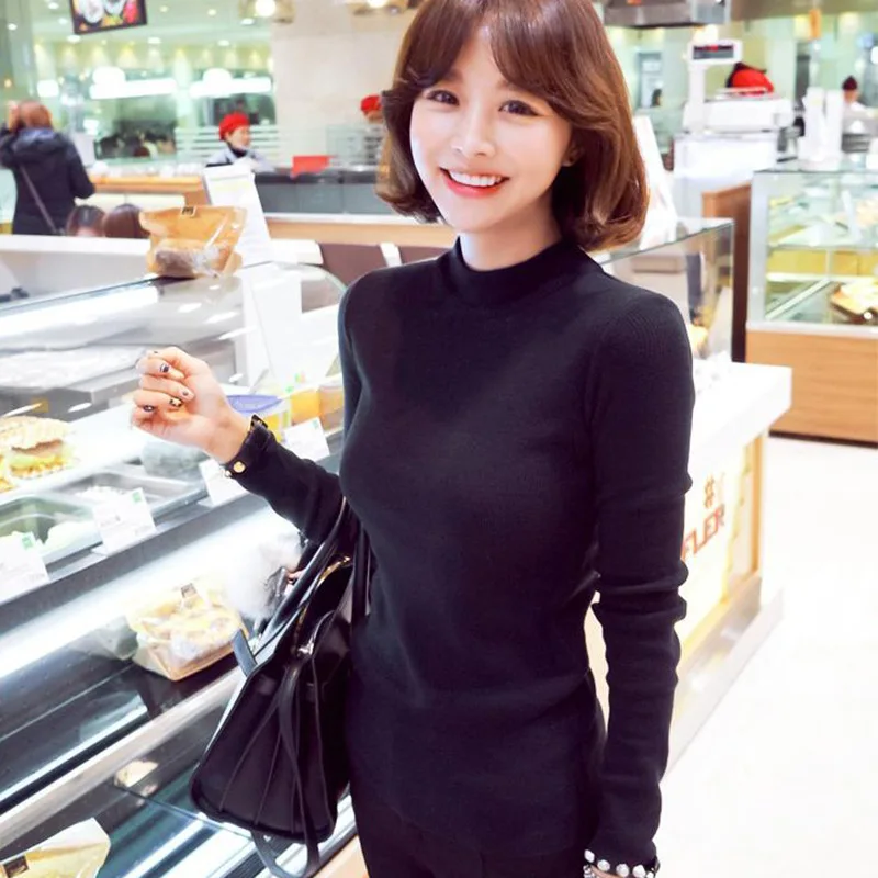 
Pullovers Autumn Long Sleeve Women Solid Casual Knitted Crew Neck Sweater for Winter 