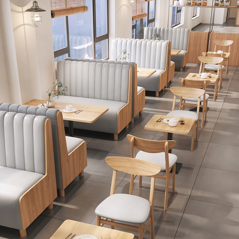 Customize Indoor Wooden Restaurant Furniture Semicircle Leather Booth Seating Sofa Bench With Table Chairs Sets