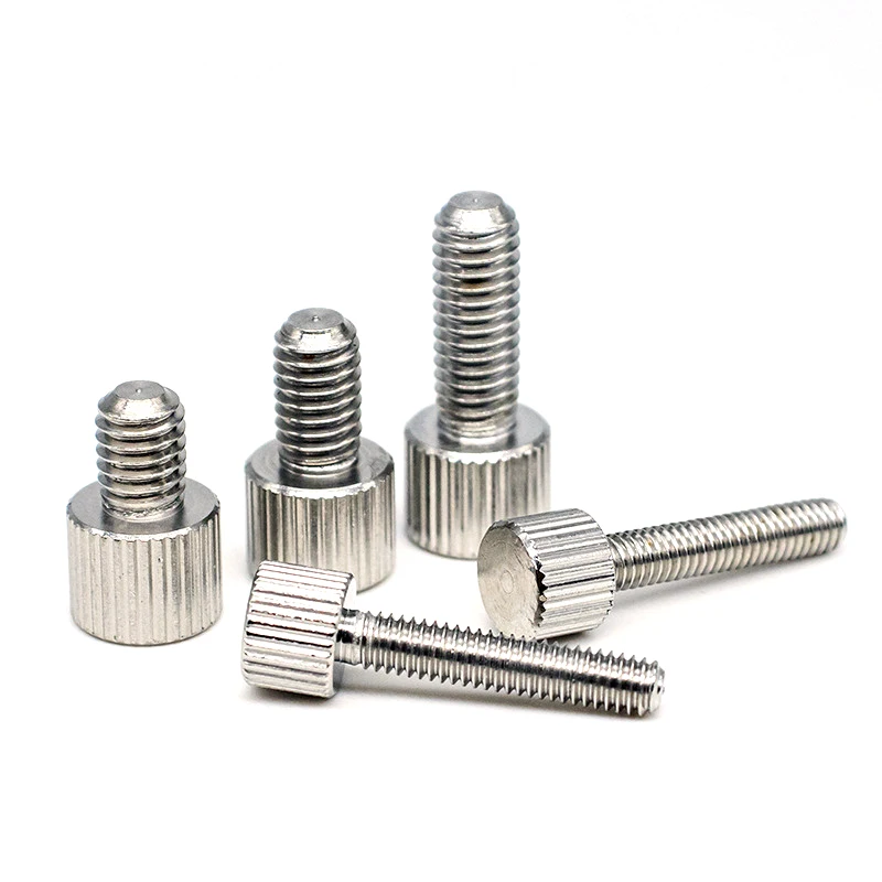 The 304 Stainless Steel Round hand twist screw thumb screw Single vertical knurled screw M2-M6