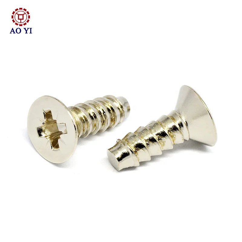 Pozi Drive Socket Countersunk Flat Head Screw with Bronze Nickel Plated Self-tapping screw