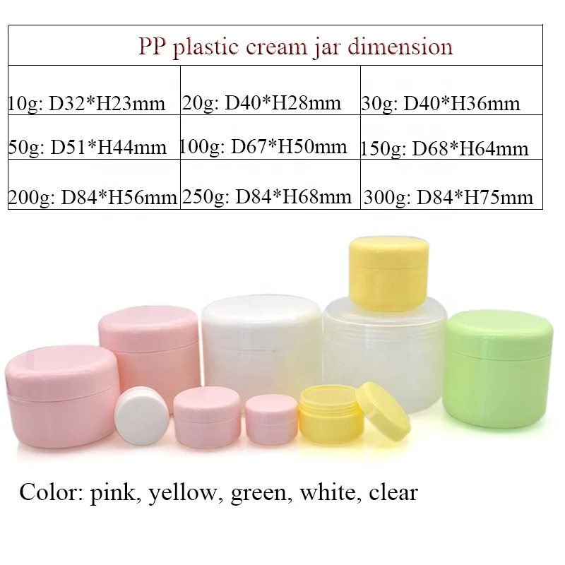 portable plastic skin care lotion jar 50ml 100ml 150g 200g PP Plastic Facial Cream Cosmetic Container