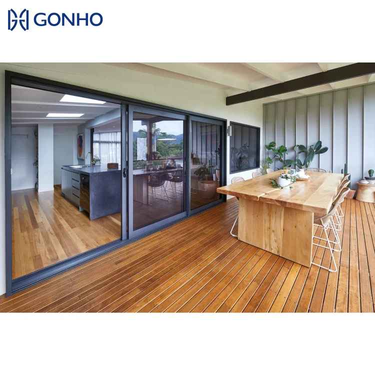 Slim Frame Sliding Door Price Balcony Slide Door 5+5 Double Glass System Aluminum Sliding Patio Doors With Screen