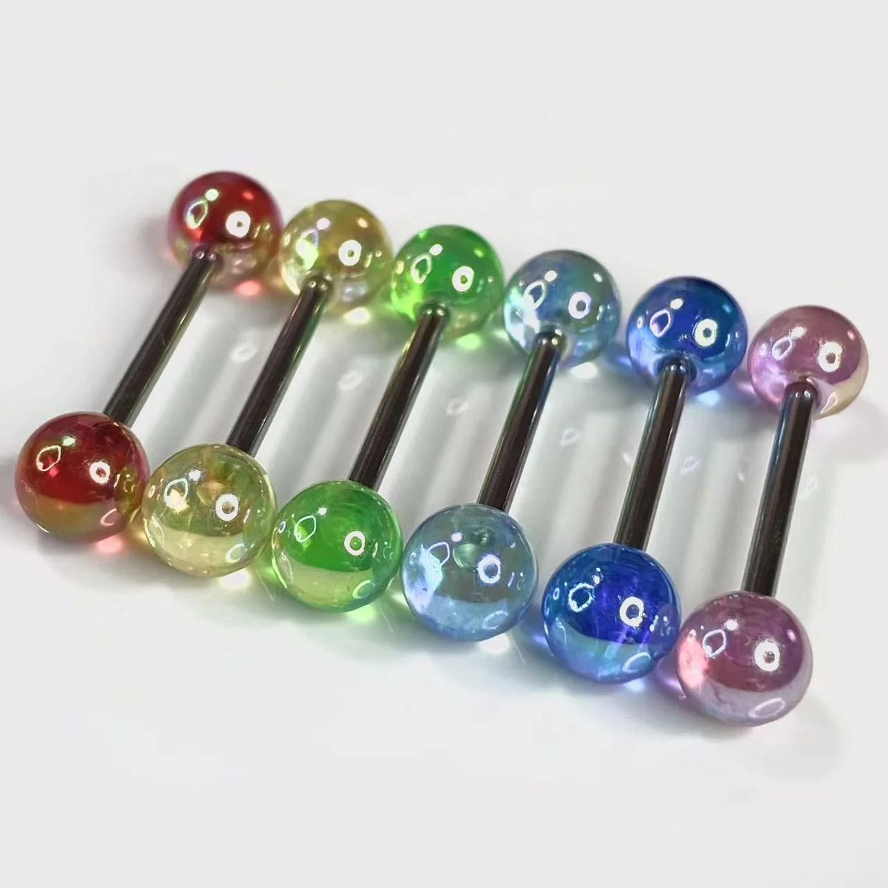 Gaby Colorful Tongue Barbell 316L Surgical Steel Tongue Piercing Rings Acrylic Ball Tongue Piercing Wholesale Body Jewelry