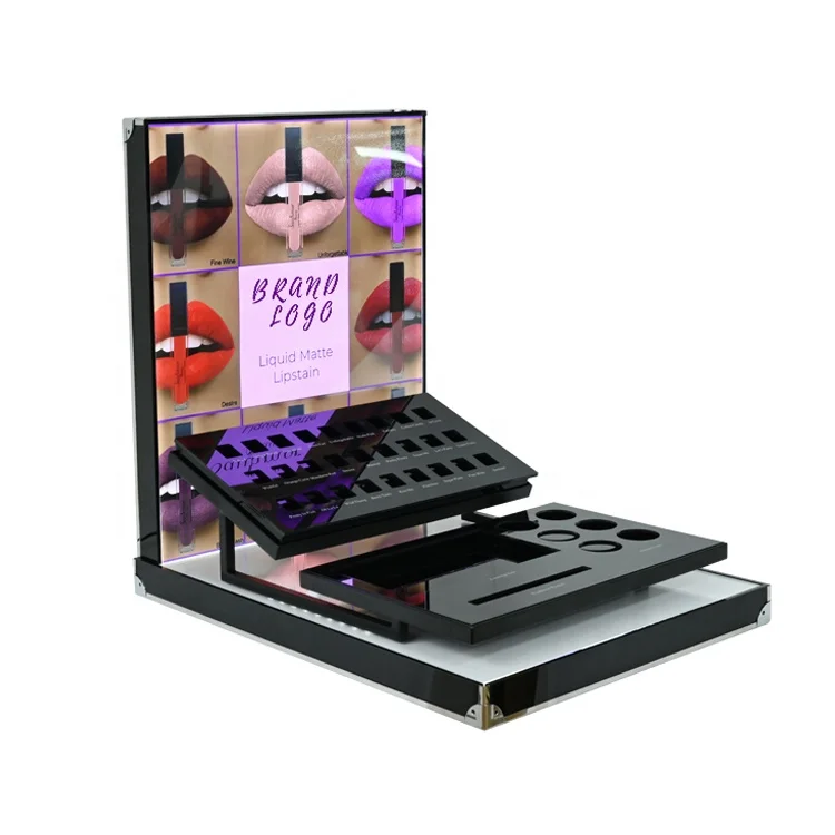 APEX Countertop Led 27 Slots Custom Lipstick Display For Store