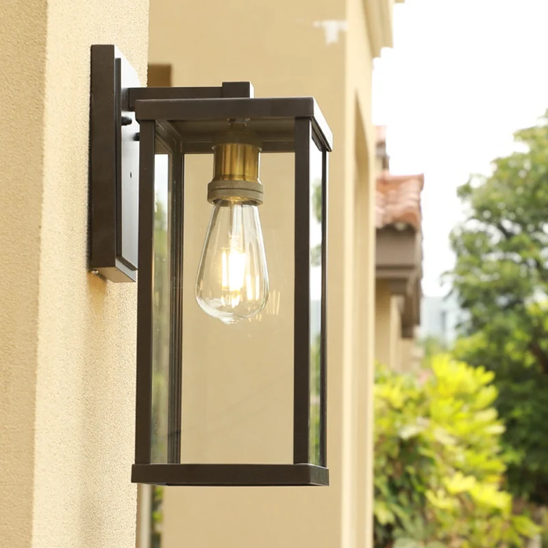 Wall Sconce Wall Outdoor Sconce Wall Light Fixture Ip44 Aluminum Mounted E27 Retro Landscape Waterproof LED Glass Customized 1.9