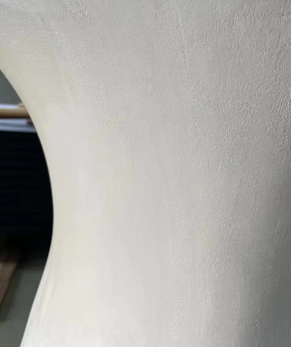 Home furniture modern nordic minimalist cement coating black white oval concrete dining tables