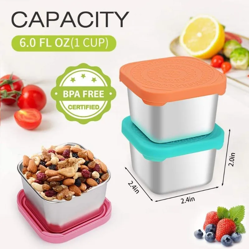 High-value Stainless Steel Lunch Boxes with Silicone Lids Lunch Food Storage Containers Stackable Box Food Snack