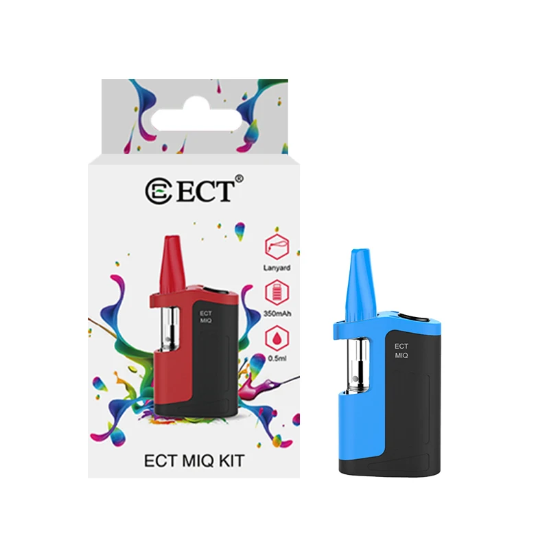 
New products ECT MIQ E Cig 350mAh CBD vape mods 0.5ml ceramic coil vape cartridge 510 thread cbd vape battery wholesale 