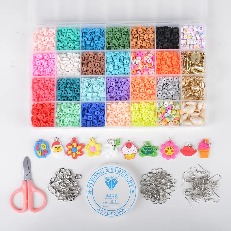 Amazon 28 Slots Flat Round DIY Polymer Clay Beads Set Kits For Jewelry Making Accessories