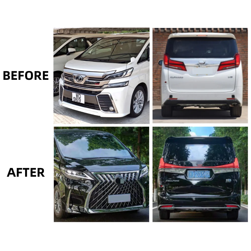 Hot Selling MPV modification VF 30 Upgrade to LM style Front Bumper facelift Body kit For Toyota vellfire 2015-ON