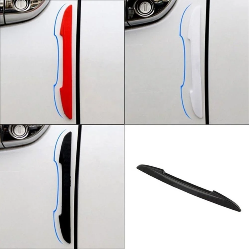 QY 4PCS Car Side Door Edge Protector Protective Strip Scrape Guard Bumper Guards Handle Cover 3D Sticker Styling
