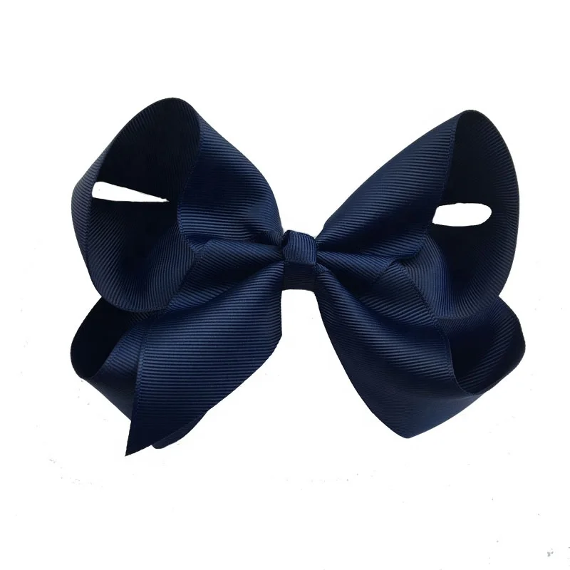 Wholesale Teenager Navy Color High Quality Grosgrain Ribbon 6 Inch Hair Bow