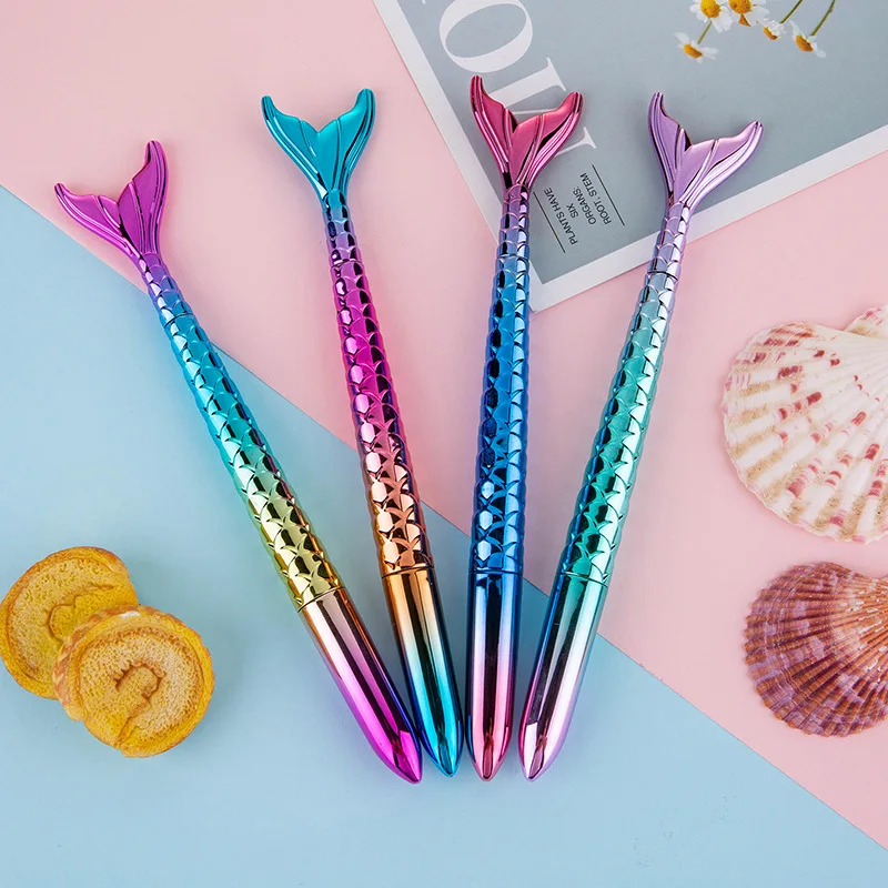 Promotional cute Korean mermaid pen gradient color plastic pen gel pen in stock
