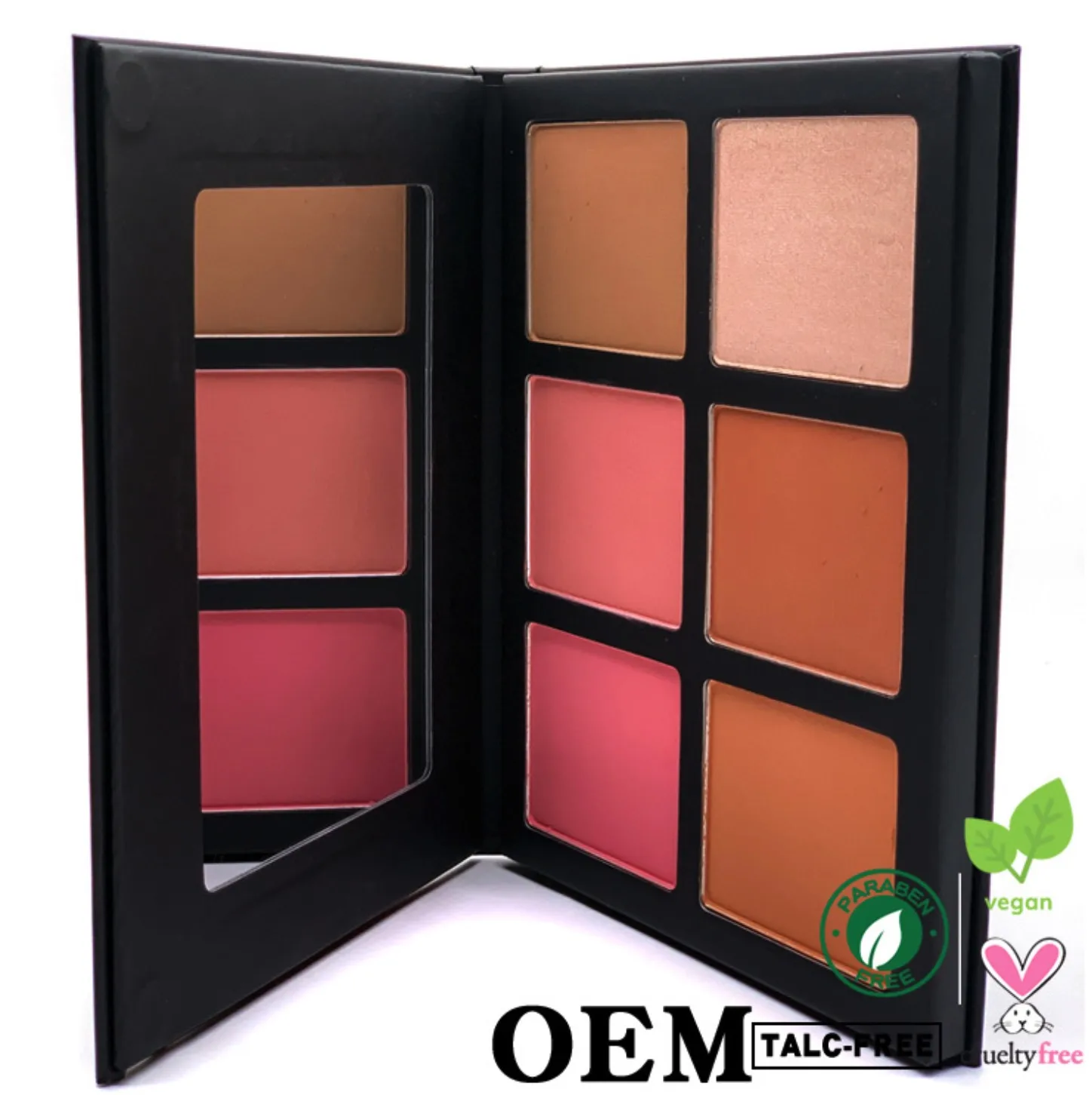 custom private label 6 color blush face blush and highlighter palette blush eyeshadow for face contour