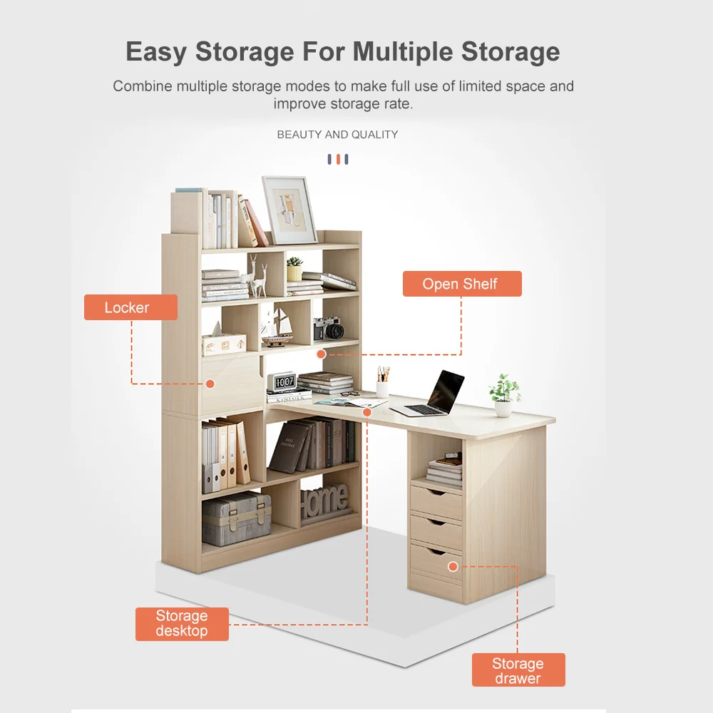 Private Label Pragmatic Computer Desk With Storage Shelves Study Table