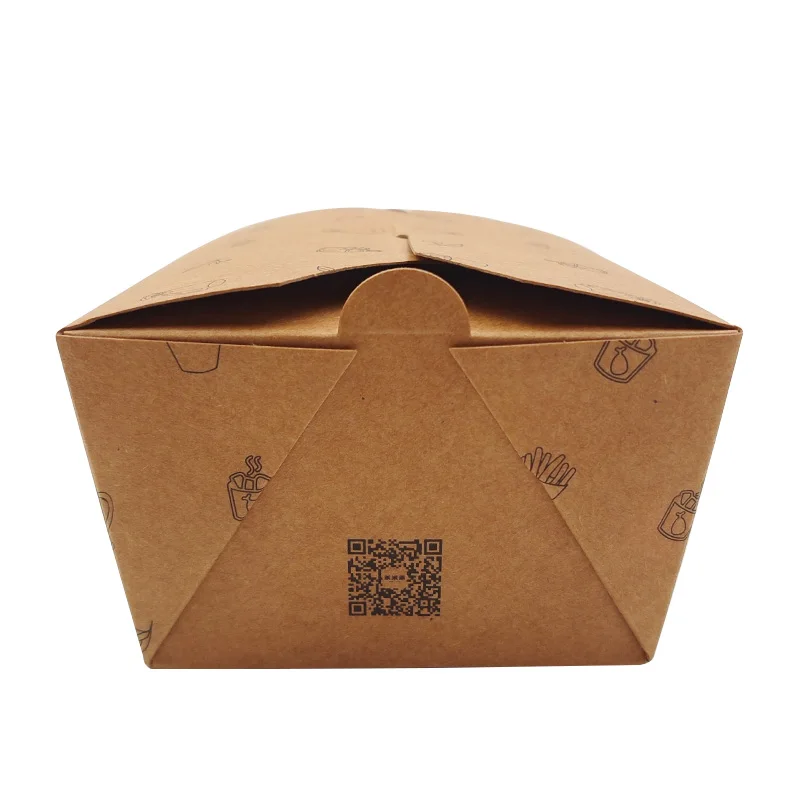 Custom Logo Printed Sturdy Oil Water Proof Take Out To Go Fast Food Packaging Kraft Paper Box Container