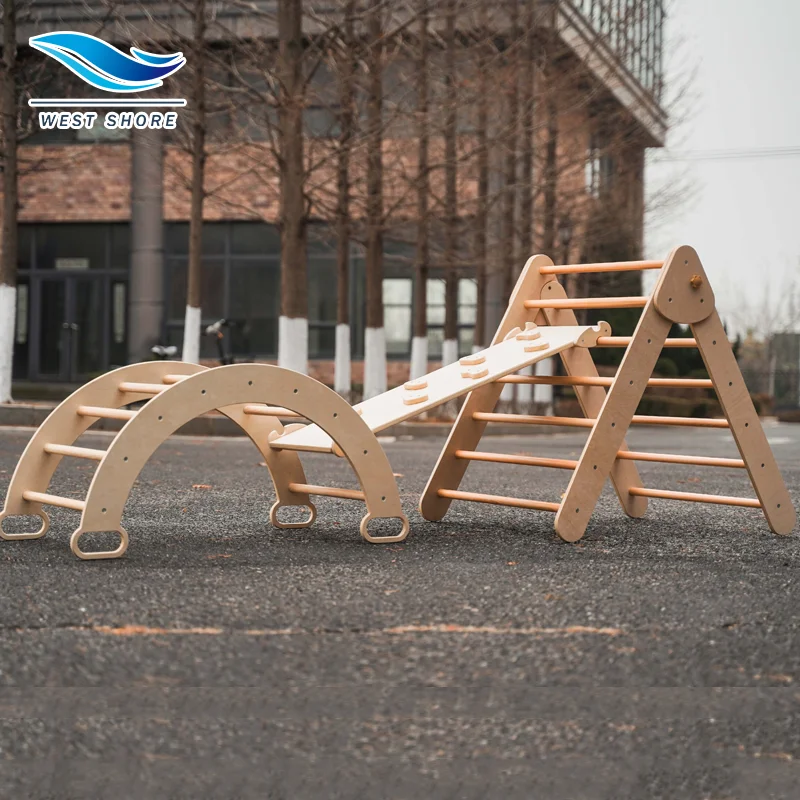 Indoor Wooden Piklers Triangle Montessori Pickler Climbing Triangle Set Climber Foldable Wooden Toddler Frame Triangle Kids Toys