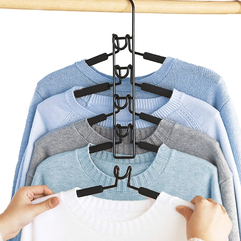Five Layers Hangers Metal Bedroom Wardrobe Multifunctional Storage Hangers For Clothing Store Hangers