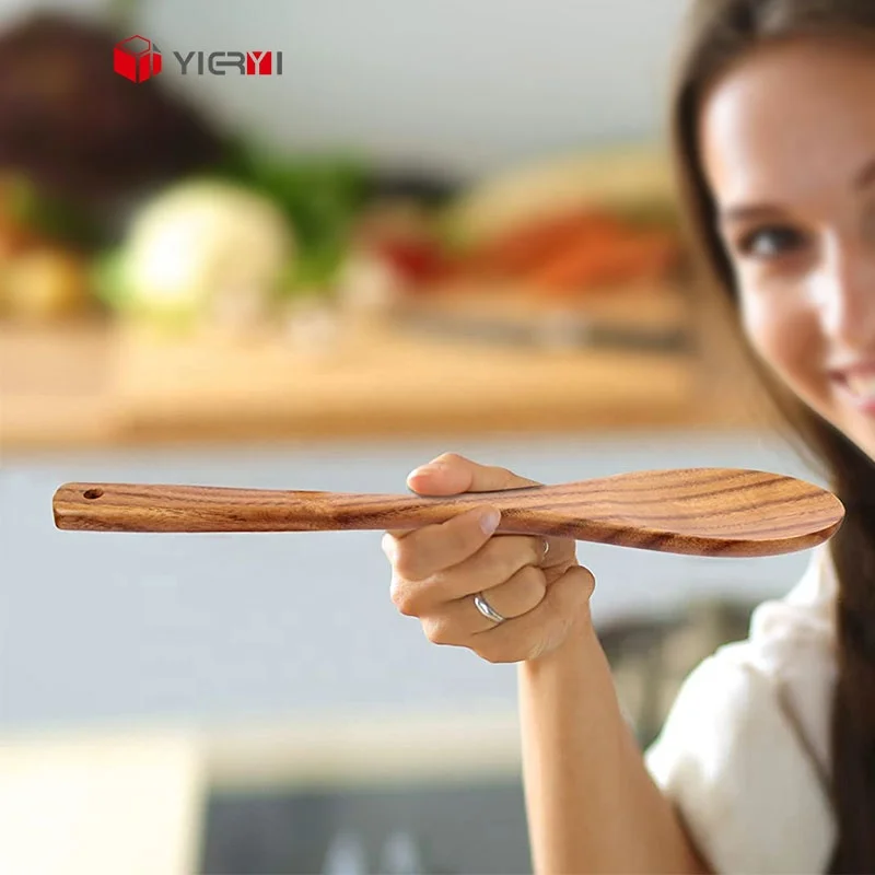 Wholesale Acacia Wood Spoon Wooden Cooking Spoon Set Kitchen Utensil Set with Hole Natural Food Safe Kitchenware Customizable