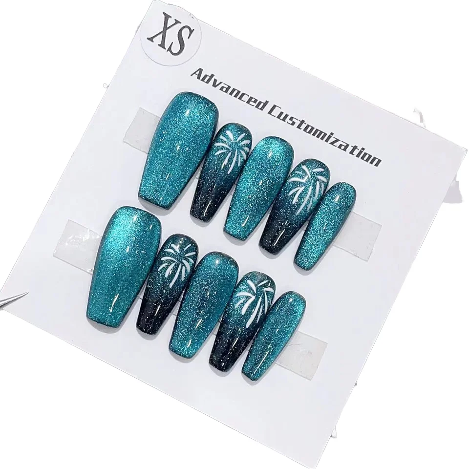 Wholesale Artificial Fingernailswith glue New Design Customized full cover Frosting pearl Flower Press on Nails