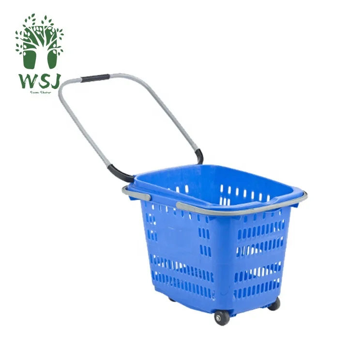  Home portable shopping food fruit carrying pp plastic basket with Metal