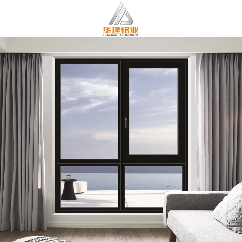 China Factory Custom Eoss System Aluminum Window Big Glass Panel Aluminium Thermal Break  Window For House