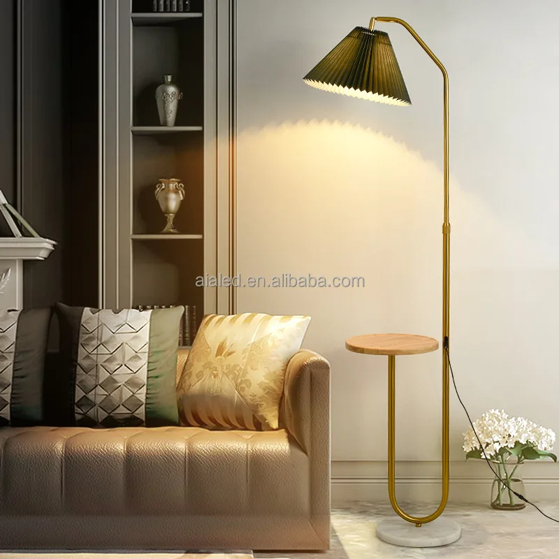 Floor light sofa living room bedroom bedside creative floor light Nordic vertical standing lamp with shelf coffee table