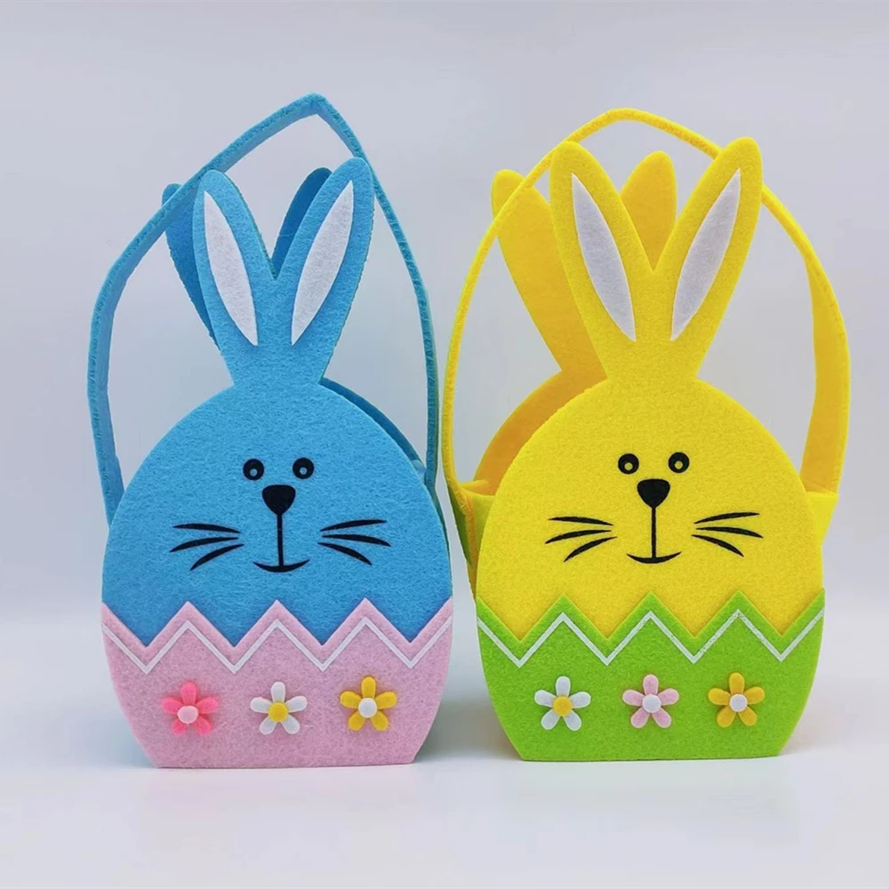 Wholesale Customized Fabric Felt Easter Bunny Basket Blank With Handle