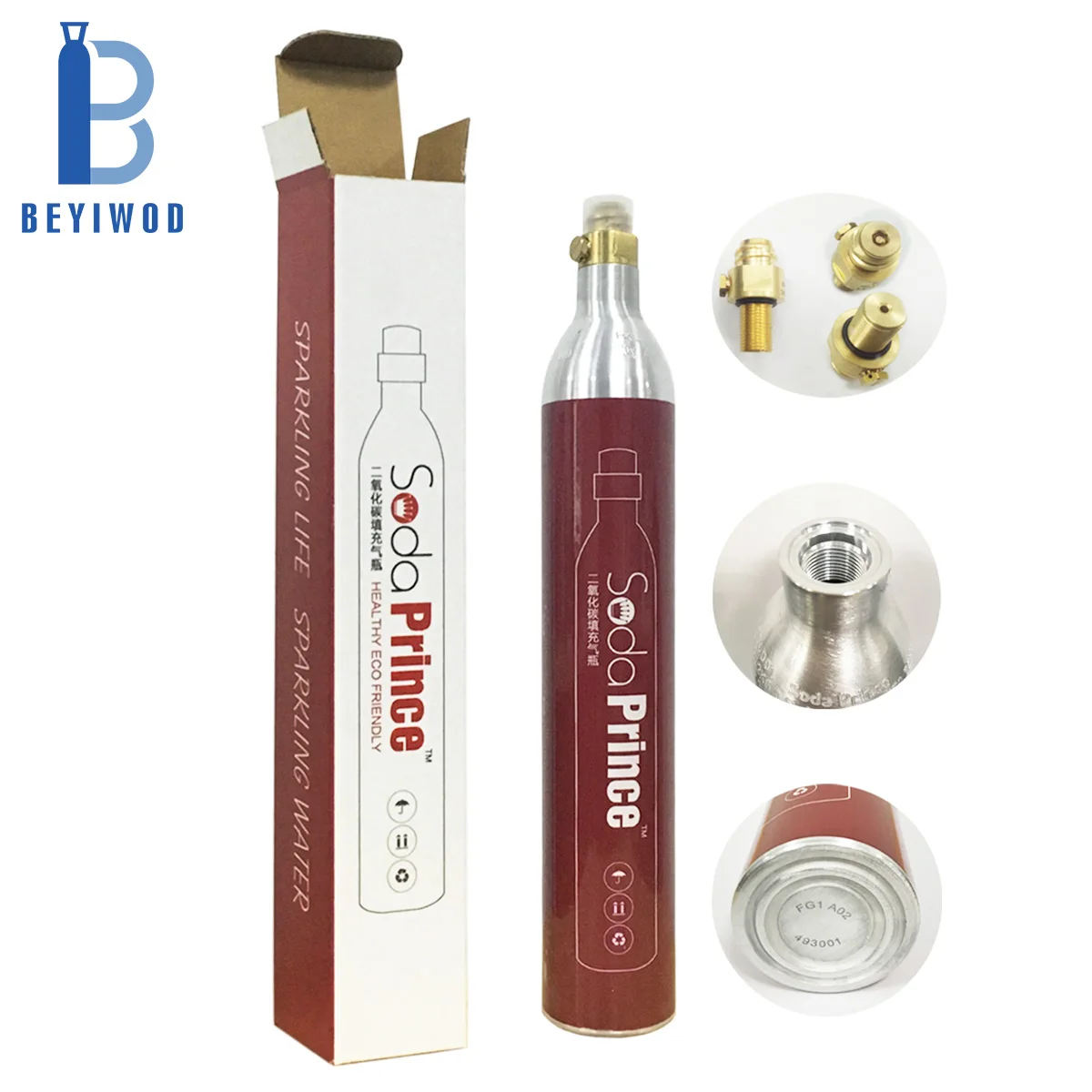 Factory supply aluminum 60L CO2 cylinder refilling 0.6L water 410g 450g CO2 soda water carbonator for soda maker machine