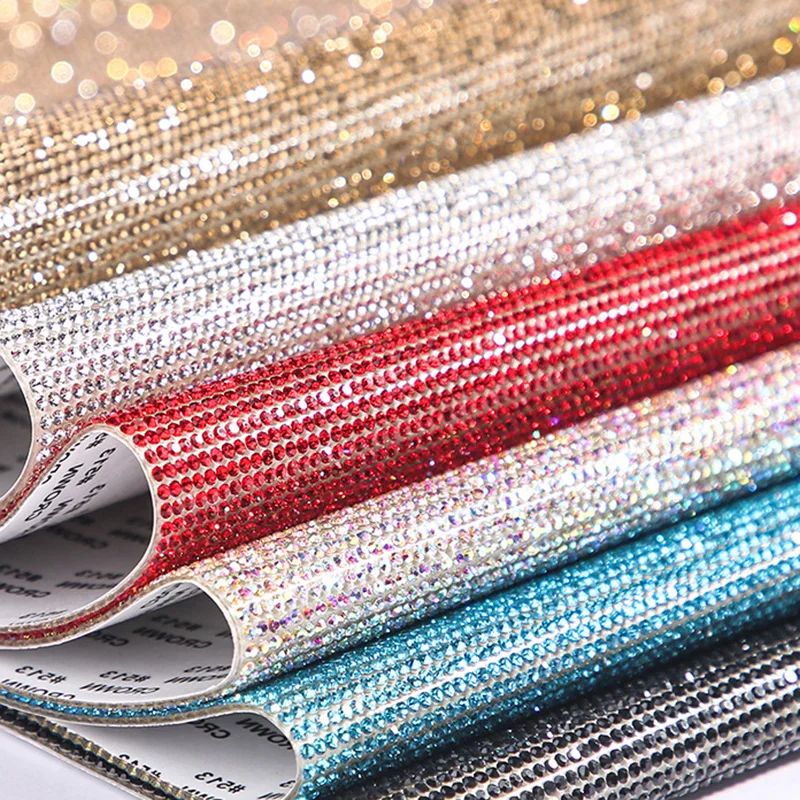 Self adhesive Resin Glass Hot Drill Rhinestones Sticker DIY Car Decoration Rhinestone Sheet for Car Bags Shoes Garments