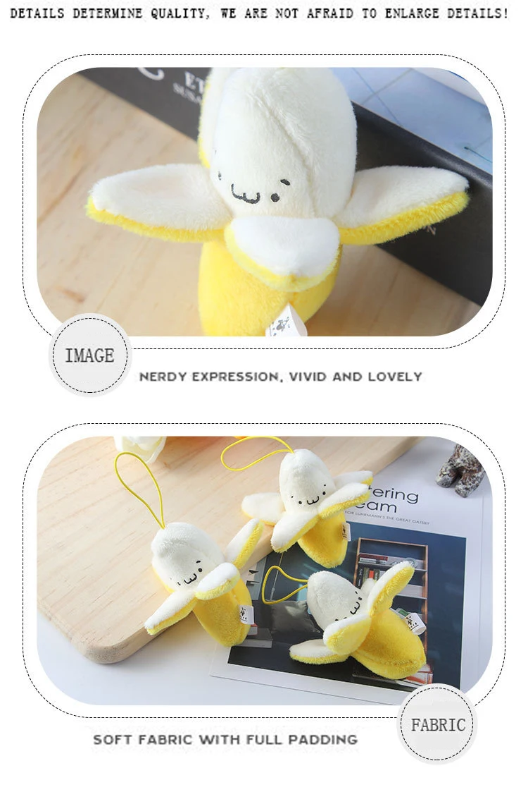 Super Cute peeled banana plush toy Fruit creative gift Banana Plush Stuffed Toy Key Chains