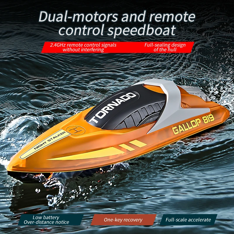 Cheap speedboat toys 2.4ghz 60m radio control water boat 15km/h simulation vessel speedboat with dazzling light