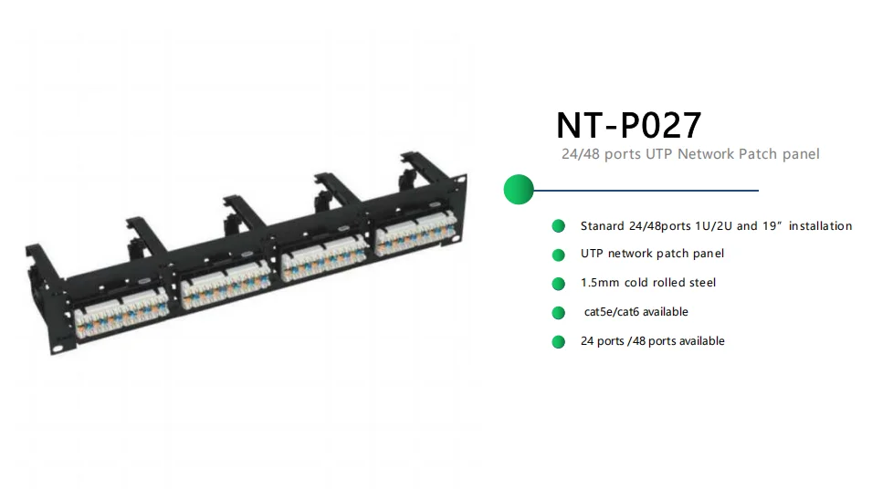 NT-LINK Professional Supplier of Patch Panel Commscope Type 24/48 ports Cat6 UTP Network Patch panel