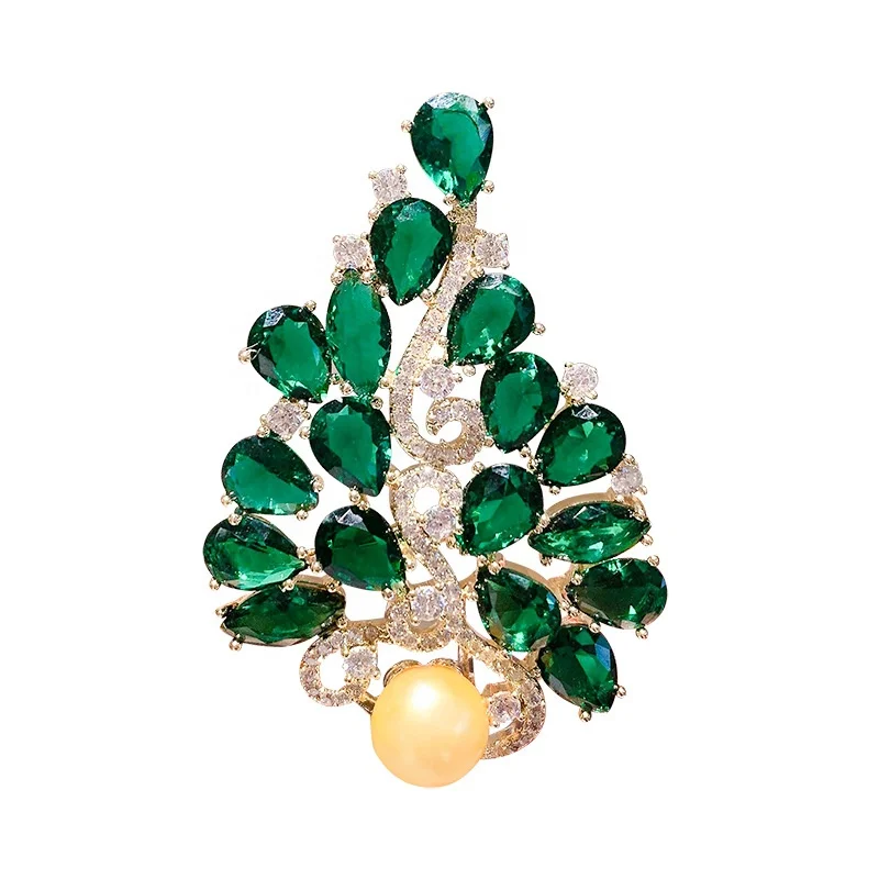 2022 New Brooch Emerald Grape Hot Sale Beautiful Corsage Anti-Exposure Clothes With Copper Brooch