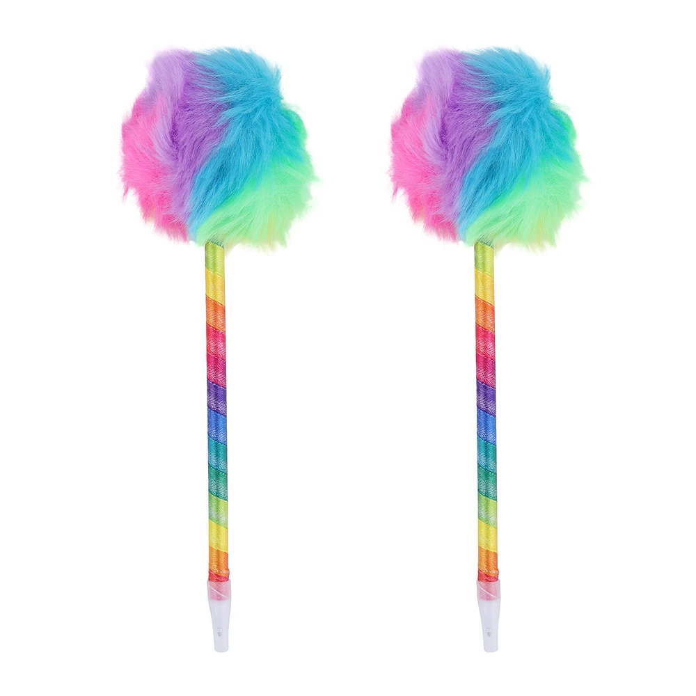 Promotional cute furry feather pen with fuzzy top for girl