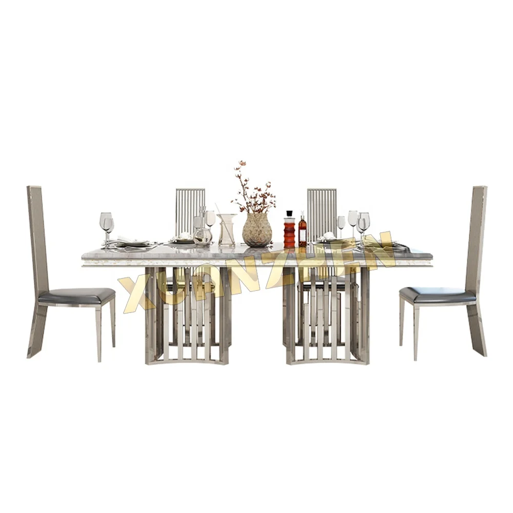 Dining room furniture hotel restaurant dinning table modern luxury dining table set 6 seater full marble dining table for sale