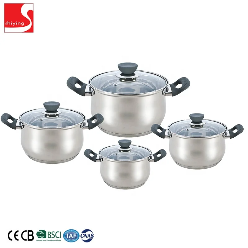 Eco-friendly stainless steel home cooking pot and pan skillet cookware set