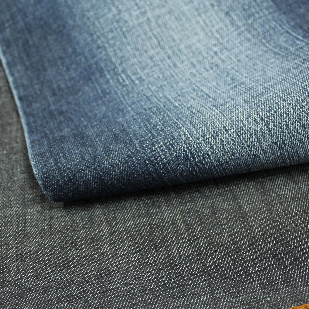 Fashion 600d polyester weft denim fabric with no slub regular cvc denim
