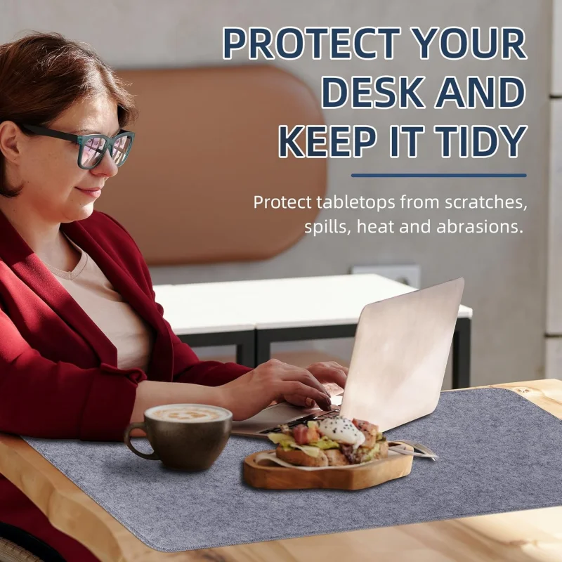 Large Felt Desk Protective Pad Mat 32'X16' Non-Slip Extended Gaming Mouse Pad Protector for Keyboard, Computer, Mouse, Laptop