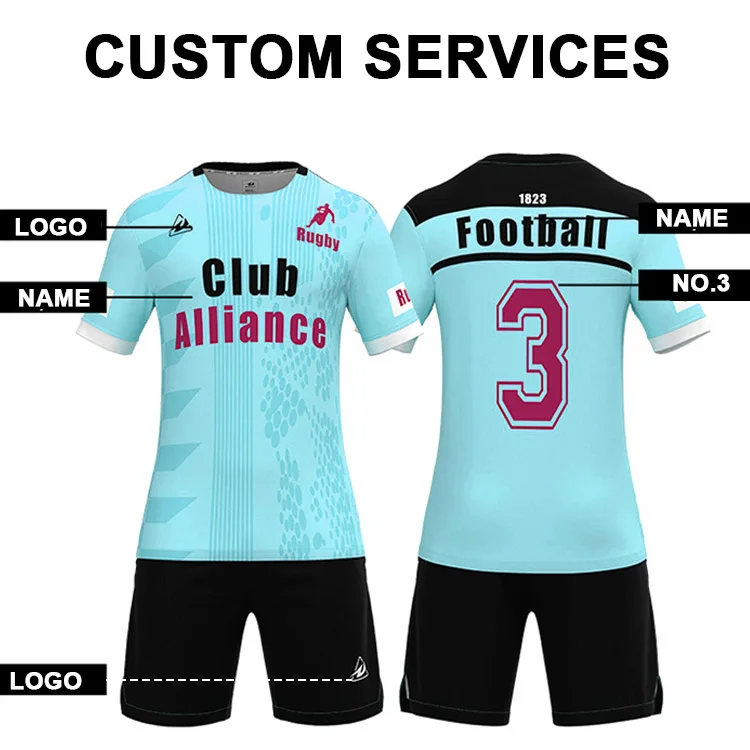 Rugby Soccer Sportswear Cotton Sublimation Tee Shirt camisetas de Custom Cheap Men Rugby Jersey Shirt Rugby Tracksuit short