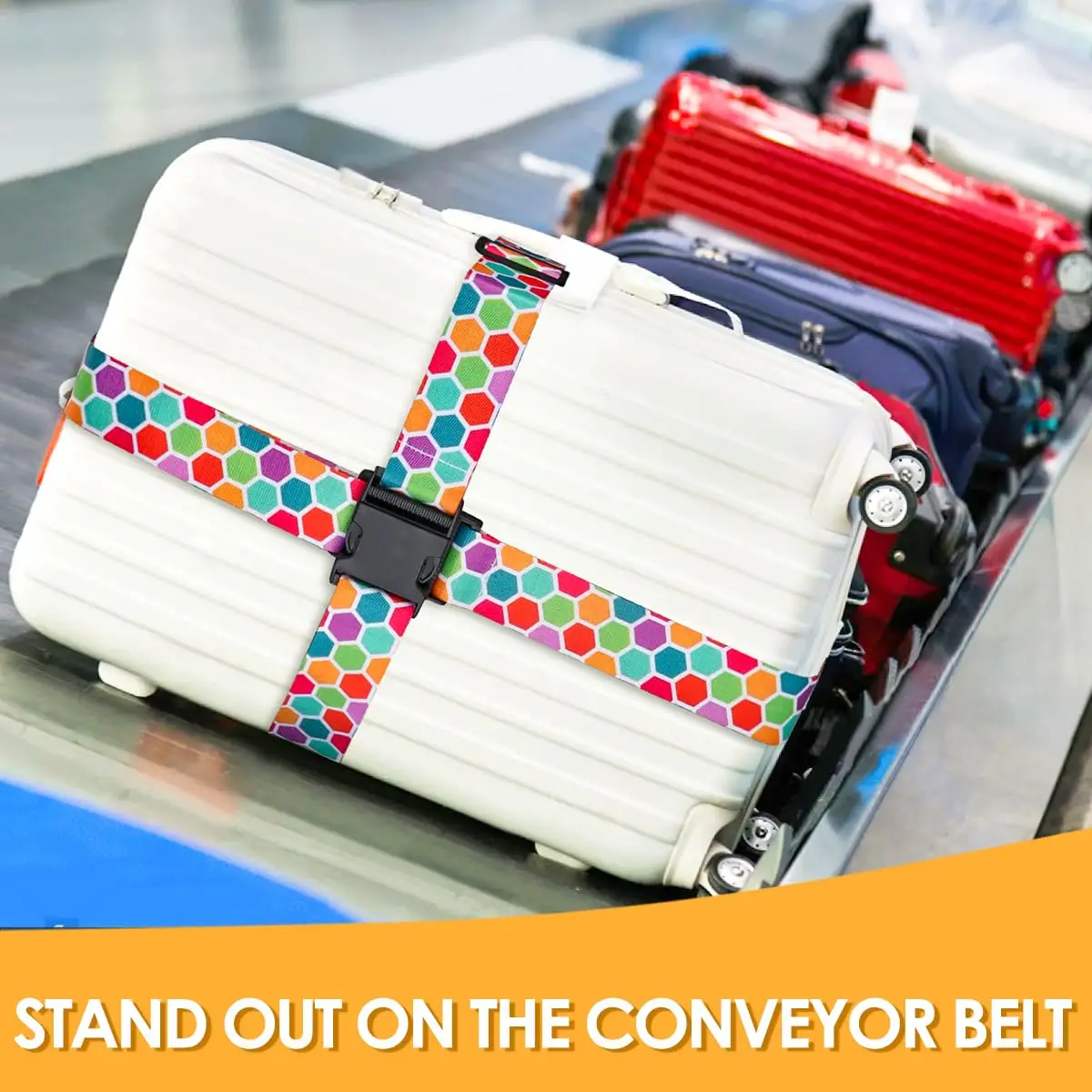 Wholesale top quality  luggage accessories adjustable polyester travel suitcase straps with Sturdy Buckle Anti-burst belt