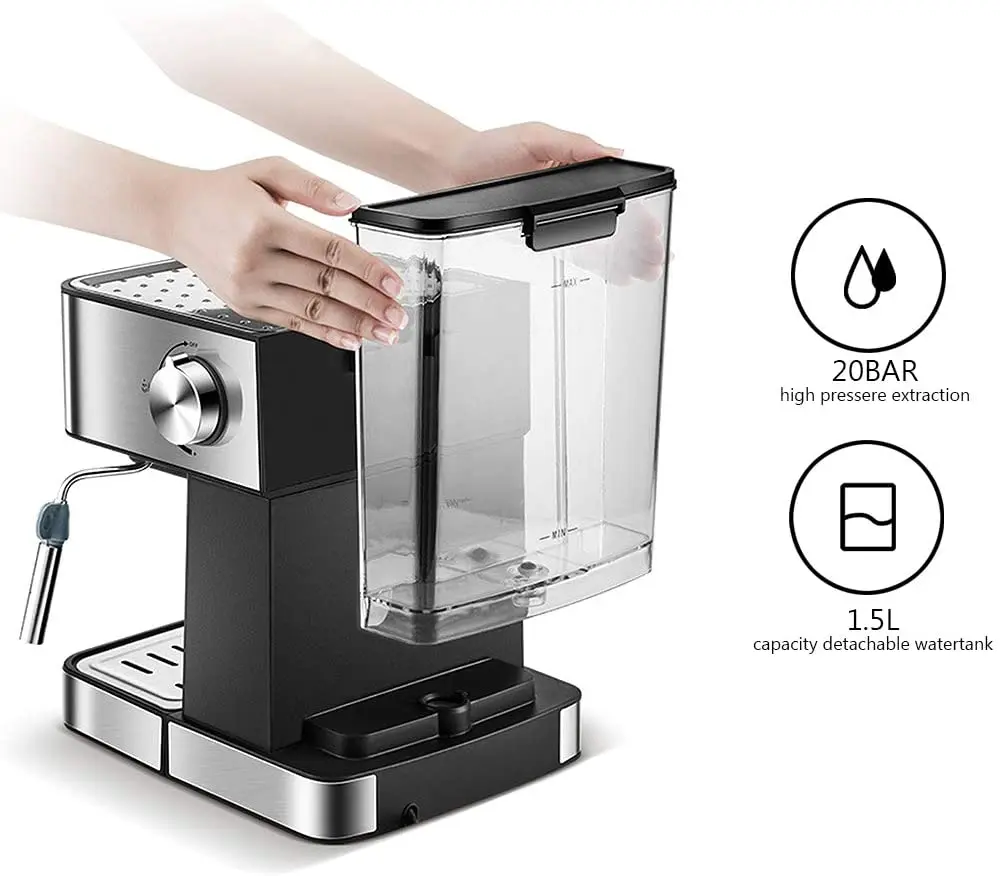 Cafe Shop Mocha Cappuccino Latte Multifunctional Semi Automatic Espresso Coffee Machine With Hot Steam Milk Frother