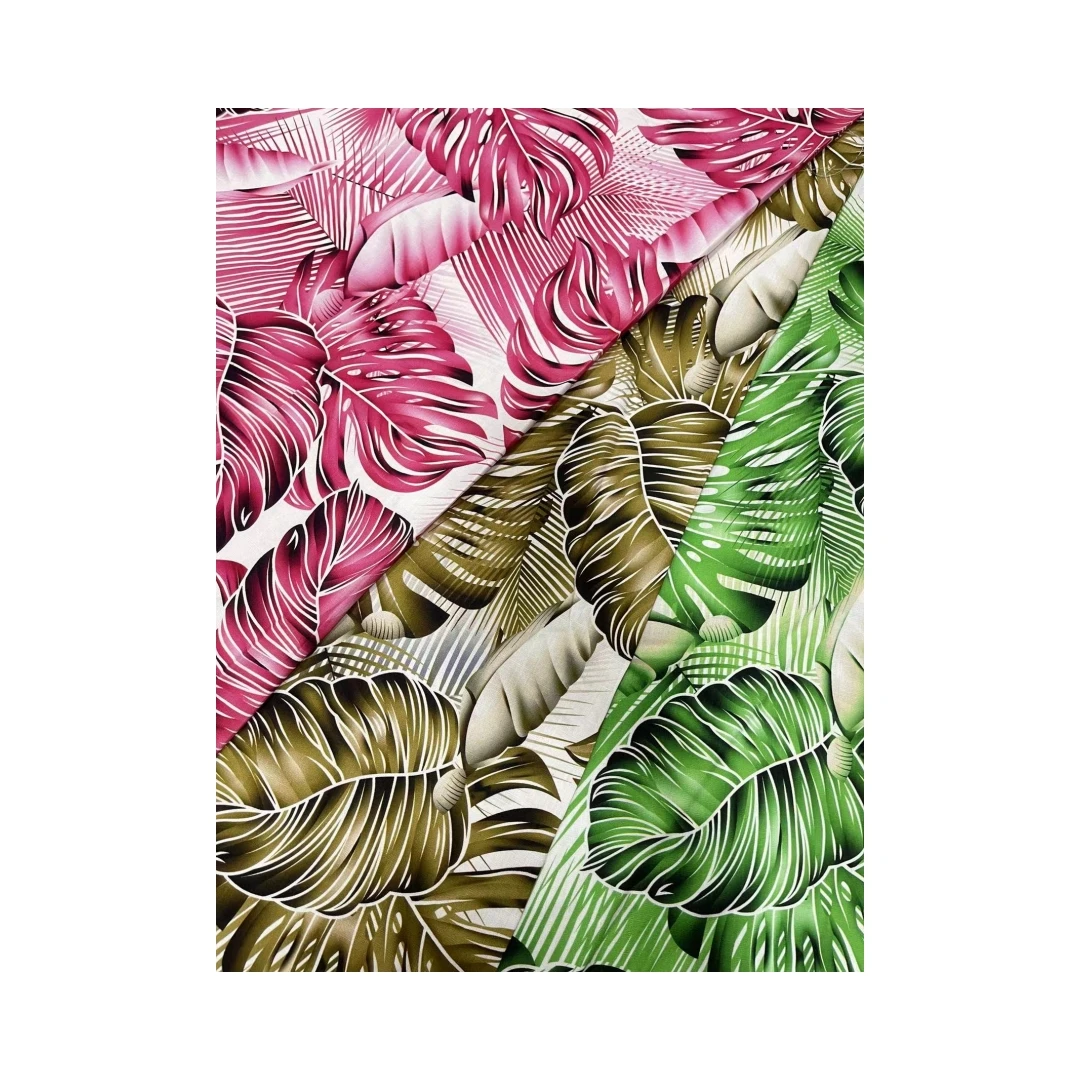 Customized big flower pattern design printed rayon slub fabric digital printing woven100% rayon fabric for dress