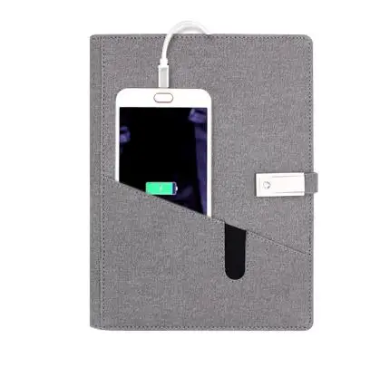 Wireless charging notebook A5 multifunction charging treasure notepad business hand gift notebook with powerbank charger